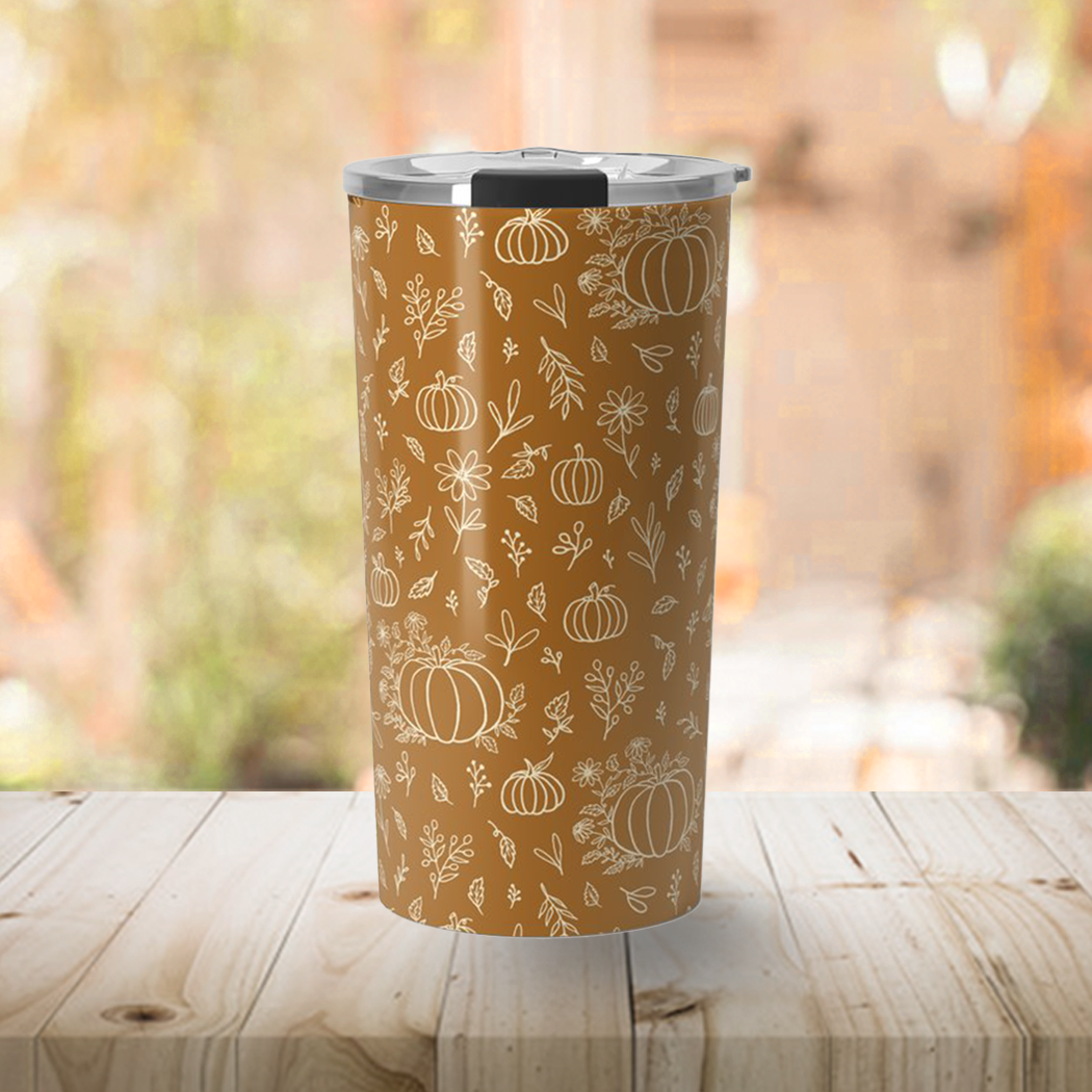 Bronze Floral Pumpkin Travel Mug